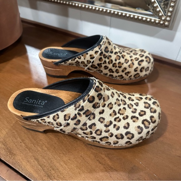 Sanita Caroline Open Clogs Leopard Animal Print Sz 39 Medical Fashion Eclectic - Picture 6 of 9